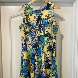 Yellow and Blue printed floral dress size 12